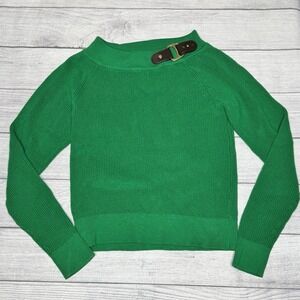 Lauren Ralph Lauren Womens Medium Emerald Green Buckle Sweater Ballet Neck